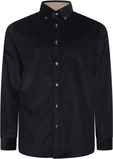 Kam Jeans 6304 Long Sleeve Fine Cotton Cordurouy Shirt Navy - Krekli - Krekli - 2XL-8XL