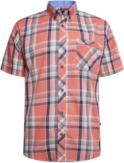 Kam Jeans 6312 Casual Check Short Sleeve Shirt Light Red - Krekli - Krekli - 2XL-8XL