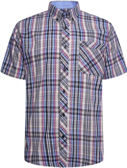 Kam Jeans 6313 Casual Check Short Sleeve Shirt Grey - Krekli - Krekli - 2XL-8XL