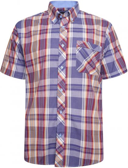 Kam Jeans 6314 Casual Check Short Sleeve Shirt Burgundy - Krekli - Krekli - 2XL-8XL