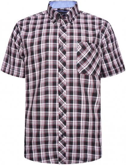 Kam Jeans 6316 Casual Check Short Sleeve Shirt Black - Krekli - Krekli - 2XL-8XL
