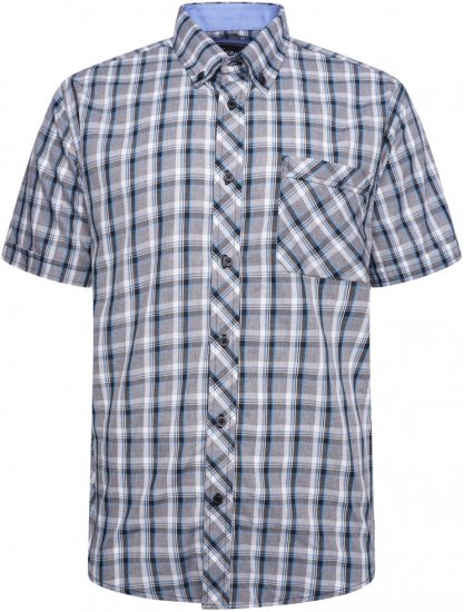 Kam Jeans 6316 Casual Check Short Sleeve Shirt Charcoal - Krekli - Krekli - 2XL-8XL