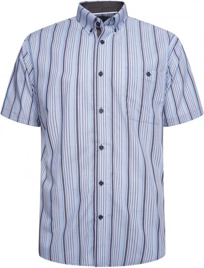 Kam Jeans 6320 Casual Stripe Short Sleeve Shirt Sky Blue - Krekli - Krekli - 2XL-8XL