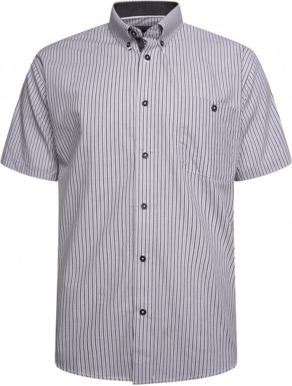 Kam Jeans 6321 Casual Stripe Short Sleeve Shirt Charcoal - Krekli - Krekli - 2XL-8XL