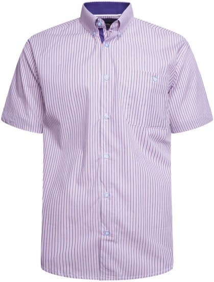 Kam Jeans 6321 Casual Stripe Short Sleeve Shirt Pink - Krekli - Krekli - 2XL-8XL