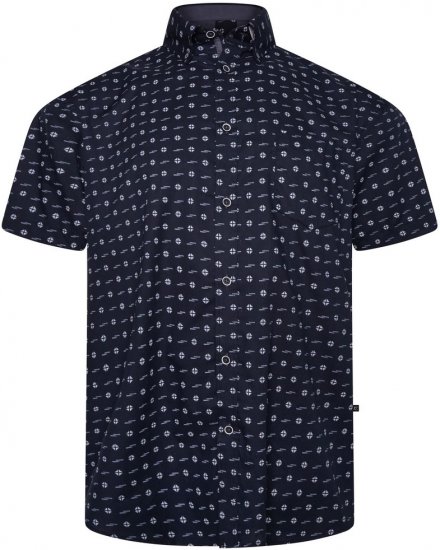 Kam Jeans 6325 Dobby Print Short Sleeve Shirt Black - Krekli - Krekli - 2XL-8XL