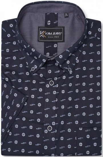 Kam Jeans 6325 Dobby Print Short Sleeve Shirt Black - Krekli - Krekli - 2XL-8XL