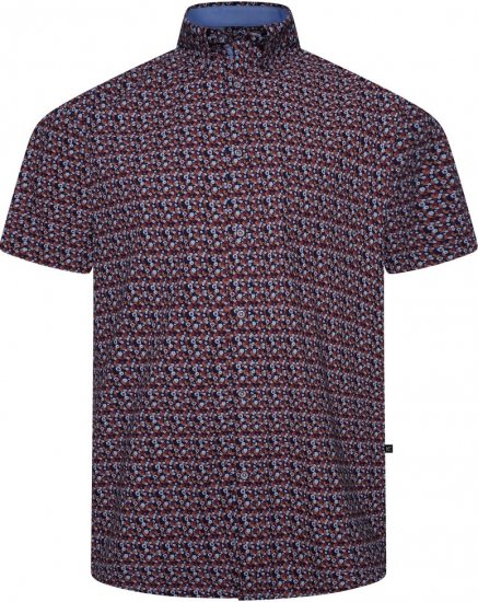 Kam Jeans 6326 Mini Floral Print Short Sleeve Shirt Navy - Krekli - Krekli - 2XL-8XL