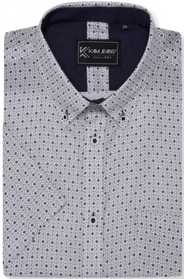 Kam Jeans 6328 AOP Geo Print Short Sleeve Shirt Charcoal - Krekli - Krekli - 2XL-8XL