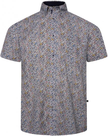 Kam Jeans 6329 Mini Floral Print Short Sleeve Shirt Grey - Krekli - Krekli - 2XL-8XL