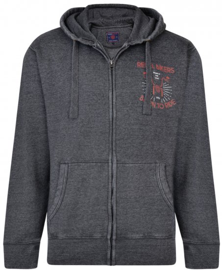Kam Jeans 7023 Rebel Bikers Hoodie Charcoal - Džemperi un džemperi ar kapuci - Džemperi - 2XL-14XL