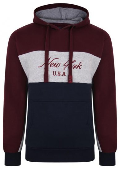 Kam Jeans 7033 NY Over The Head Hoodie Burgundy - Džemperi un džemperi ar kapuci - Džemperi - 2XL-14XL