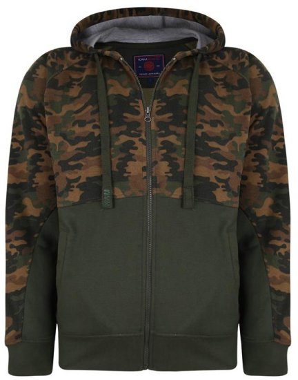 Kam Jeans 7036 Camo Print Full Zipper Hoodie Khaki - Džemperi un džemperi ar kapuci - Džemperi - 2XL-14XL