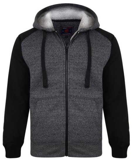 Kam Jeans 7037 Sherpa Raglan Hoodie Black - Džemperi un džemperi ar kapuci - Džemperi - 2XL-14XL