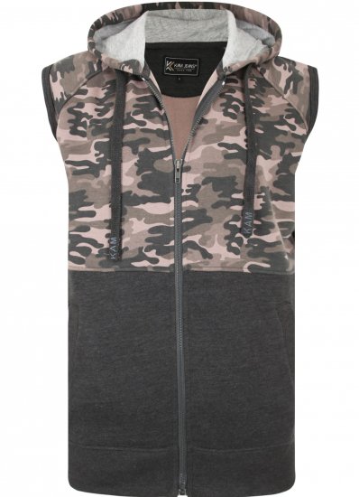 Kam Jeans 7039 Camo Panelled Vest Charcoal - Džemperi un džemperi ar kapuci - Džemperi - 2XL-14XL