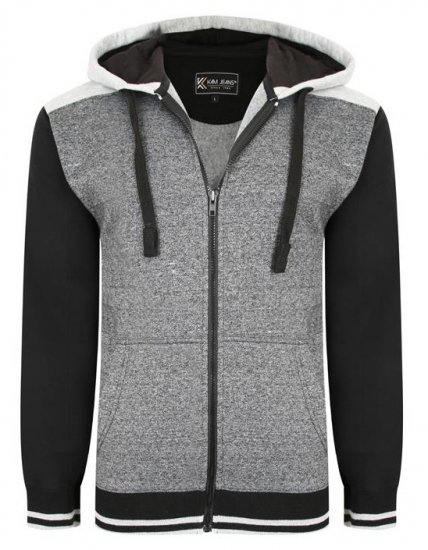 Kam Jeans 7042 Zip Thru Panelled Hoody Charcoal - Džemperi un džemperi ar kapuci - Džemperi - 2XL-14XL
