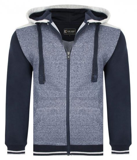 Kam Jeans 7042 Zip Thru Panelled Hoody Indigo - Džemperi un džemperi ar kapuci - Džemperi - 2XL-14XL