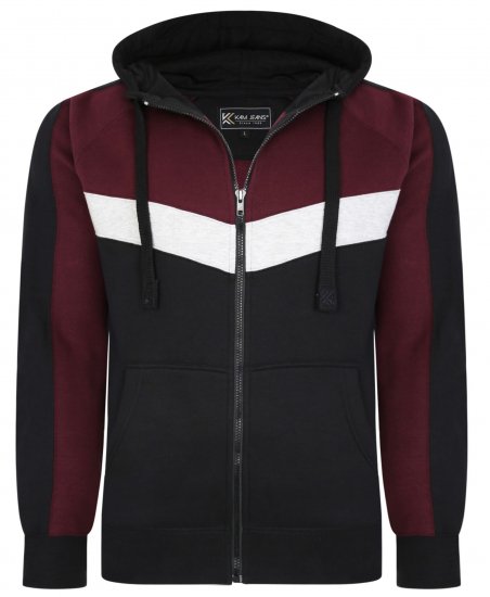 Kam Jeans 7048 Chevron Panelled Hoodie Burgundy - Džemperi un džemperi ar kapuci - Džemperi - 2XL-14XL