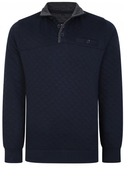 Kam Jeans 7050 Quilted Jersey Sweater 1/4 Button Up Navy - Džemperi un džemperi ar kapuci - Džemperi - 2XL-14XL