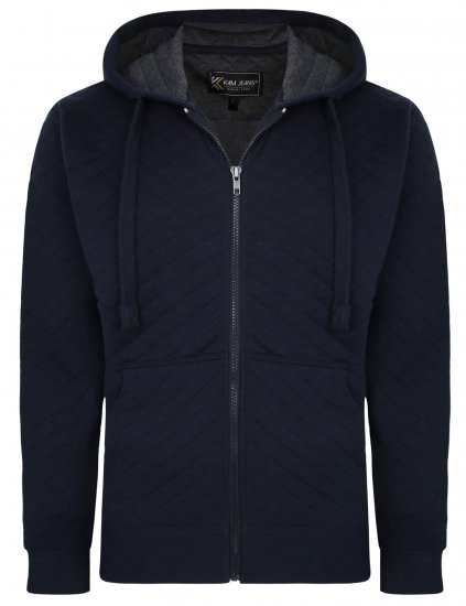 Kam Jeans 7051 Quilted Jersey Zip Thru Hoody Navy - Džemperi un džemperi ar kapuci - Džemperi - 2XL-14XL