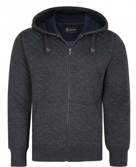 Kam Jeans 7051 Quilted Jersey Zip Thru Hoody Charcoal - Džemperi un džemperi ar kapuci - Džemperi - 2XL-14XL