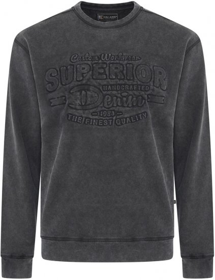Kam Jeans 7065 Crew Neck Washed Embossed Sweatshirt Black - Džemperi un džemperi ar kapuci - Džemperi - 2XL-14XL