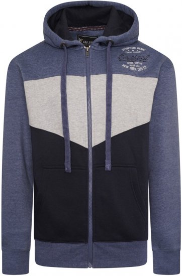 Kam Jeans 7070 Panelled Hoody with EMB Blue - Džemperi un džemperi ar kapuci - Džemperi - 2XL-14XL