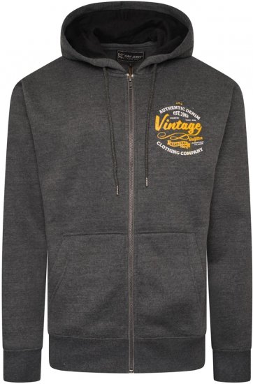Kam Jeans 7073 Zip Thru Vintage EMB Hoody Charcoal - Džemperi un džemperi ar kapuci - Džemperi - 2XL-14XL