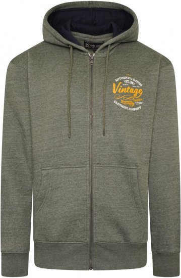 Kam Jeans 7073 Zip Thru Vintage EMB Hoody Khaki - Džemperi un džemperi ar kapuci - Džemperi - 2XL-14XL