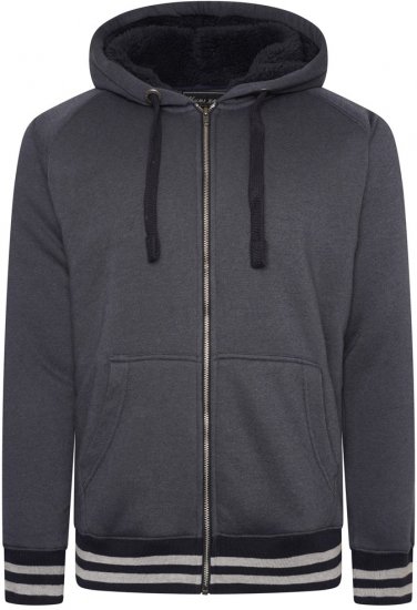 Kam Jeans 7074 Zip Thru Sherpa Hoody with Contrast Cuff/Hem Dark Grey - Džemperi un džemperi ar kapuci - Džemperi - 2XL-14XL