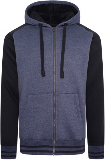 Kam Jeans 7075 Raglan Zip Thru Sherpa Hoodie Royal Blue - Džemperi un džemperi ar kapuci - Džemperi - 2XL-14XL