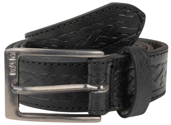 Kam Jeans 919 Weave Pattern Leather Belt Black - Jostas - Liela izmēra Jostas - W40-W70/2XL-8XL