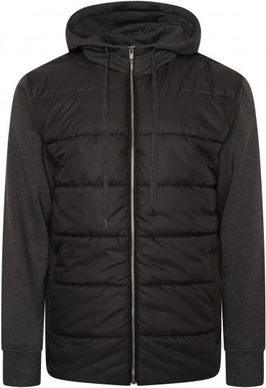 Kam Jeans KV135 Quilted Zip Thru Hoody with Padded Body & Jersey Sleeves Black TALL SIZES - VĪRIEŠU APĢĒRBS MT-6XLT - Apģērbs gariem vīriešiem