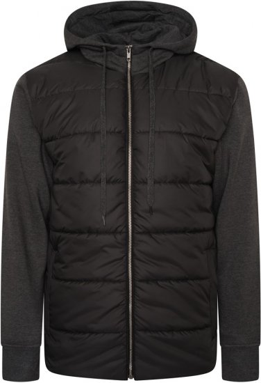 Kam Jeans KV135 Quilted Zip Thru Hoody with Padded Body & Jersey Sleeves Black - Džemperi un džemperi ar kapuci - Džemperi - 2XL-14XL