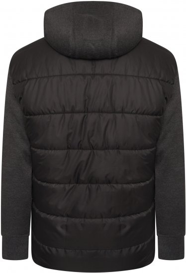 Kam Jeans KV135 Quilted Zip Thru Hoody with Padded Body & Jersey Sleeves Black TALL SIZES - VĪRIEŠU APĢĒRBS MT-6XLT - Apģērbs gariem vīriešiem