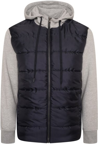 Kam Jeans KV135 Quilted Zip Thru Hoody with Padded Body & Jersey Sleeves Navy TALL SIZES - VĪRIEŠU APĢĒRBS MT-6XLT - Apģērbs gariem vīriešiem