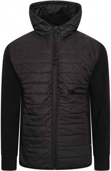 Kam Jeans KV136 Padded Body And Jersey Sleeves Hybrid Zip Thru Quilted Hoody Black TALL SIZES - VĪRIEŠU APĢĒRBS MT-6XLT - Apģērbs gariem vīriešiem