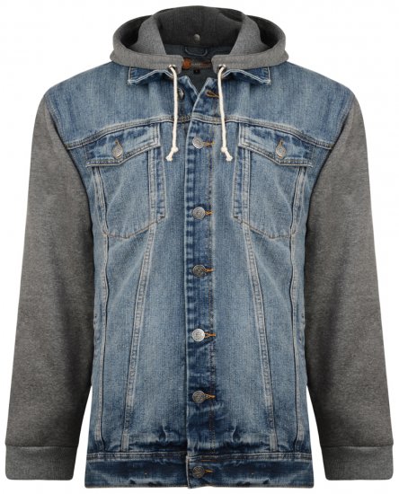 Kam Jeans Miguel Denim Jacket with Jersey Sleeves - Jakas & Lietus apģērbs - Jakas - 2XL-12XL