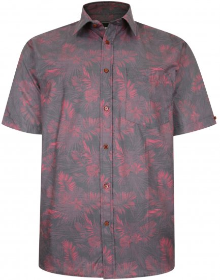 Kam Jeans P013 Premium Floral Print Shirt Burgundy - Krekli - Krekli - 2XL-8XL