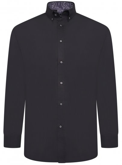 Kam Jeans P023 L/S Premium Stretch Shirt Black - Krekli - Krekli - 2XL-8XL