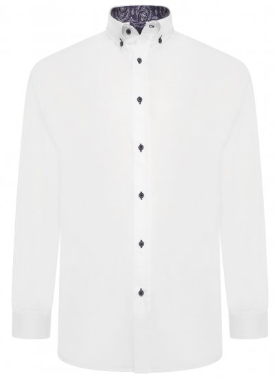 Kam Jeans P023 L/S Premium Stretch Shirt White - Krekli - Krekli - 2XL-8XL