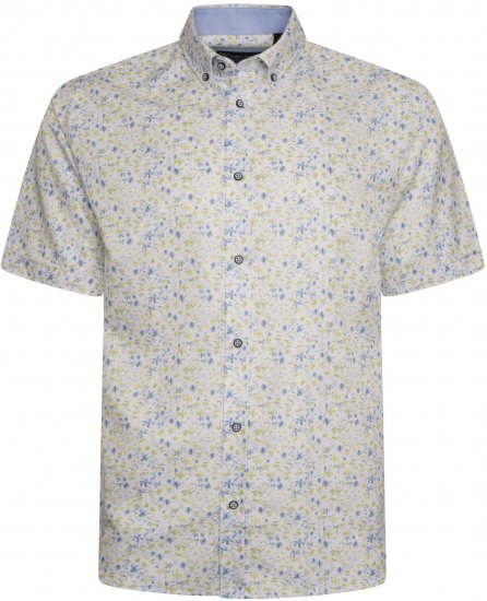 Kam Jeans P036 Premium Floral Print Shirt White - Krekli - Krekli - 2XL-8XL