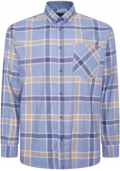 Kam Jeans P038 LS Premium Cotton Check Shirt Denim - Krekli - Krekli - 2XL-8XL