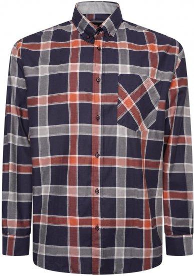 Kam Jeans P038 LS Premium Cotton Check Shirt Navy - Krekli - Krekli - 2XL-8XL
