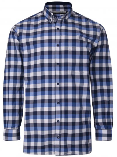 Kam Jeans P642 Premium Large Check Shirt LS Blue - Krekli - Krekli - 2XL-8XL