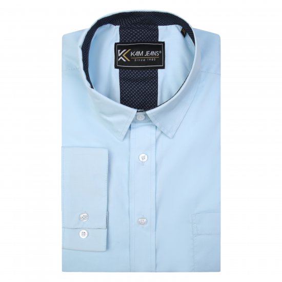 Kam Jeans P684 Premium Stretch Shirt Blue - Krekli - Krekli - 2XL-8XL