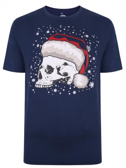Kam Jeans X008 Santa Skull Print T-Shirt Navy - T-krekli - T-krekli - 2XL-14XL