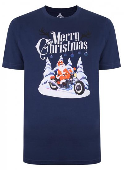Kam Jeans X009 Santa Biker Print T-Shirt Navy - T-krekli - T-krekli - 2XL-14XL