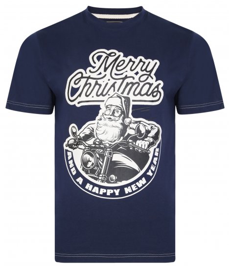 Kam Jeans X016 Santa Biker Print Tee Navy - T-krekli - T-krekli - 2XL-14XL
