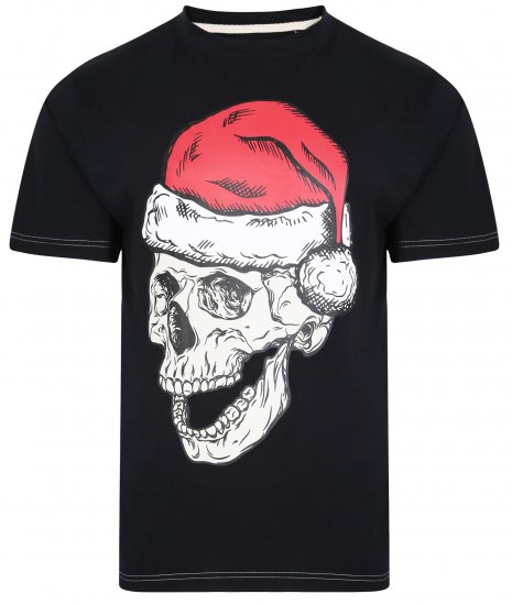 Kam Jeans X017 Santa Skull Print Tee Black - T-krekli - T-krekli - 2XL-14XL